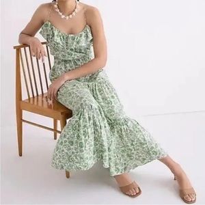 J. Crew green floral maxi dress